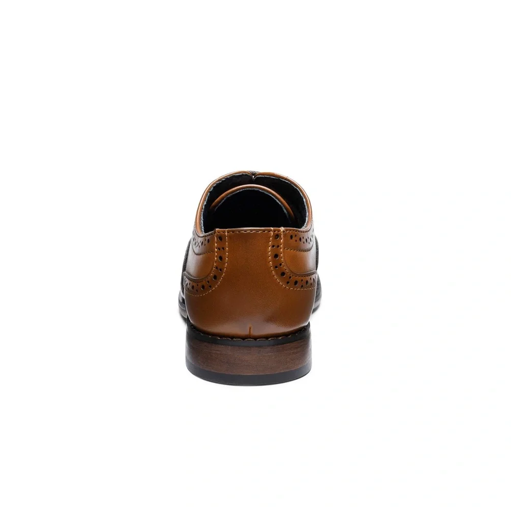 Bruno Marc Boy’s Breathable Brown Wingtip Oxfords